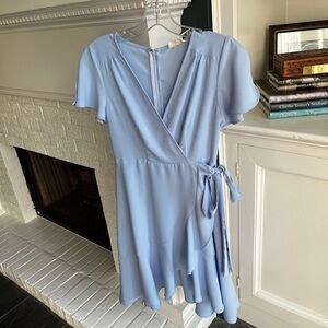 Altar'd State Light Blue Wrap Mini Dress
